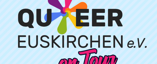 Logo von Queer Euskirchen e.V. on Tour mit bunten Elementen