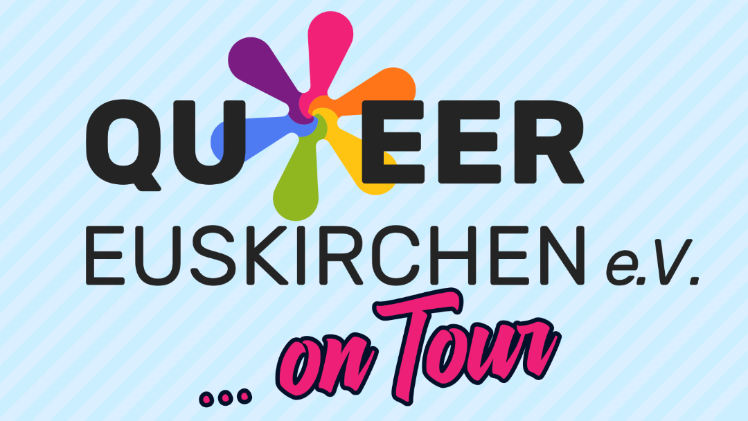 Logo von Queer Euskirchen e.V. on Tour mit bunten Elementen